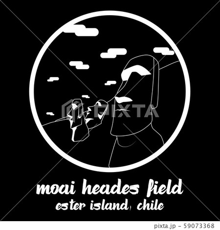 Circle icon line Moai Heades Field. vector illustration 59073368
