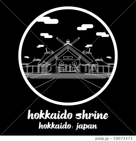 Circle Icon Line Hokkaido Shrine Vector のイラスト素材