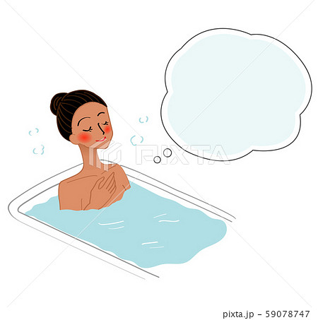 入浴する外国人女性のイラストのイラスト素材