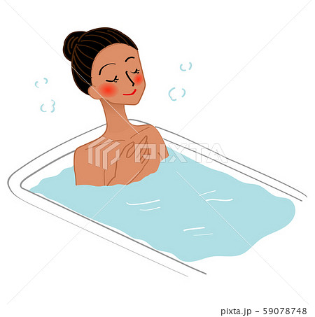 入浴する外国人女性のイラストのイラスト素材