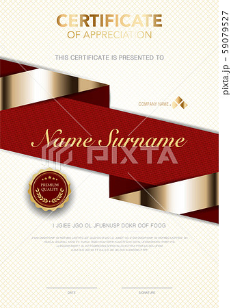 diploma certificate template red and gold color. 59079527
