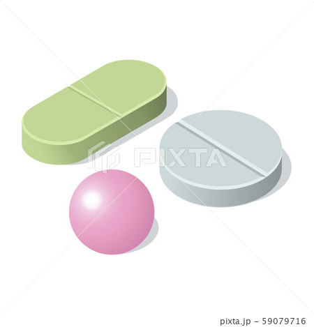 Medical pill and tablets isolated on white background. Isometric vector illustration. 59079716