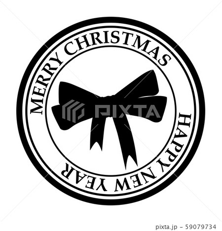 Merry Christmasand Happy New Year post stamp New Year s bow icon isolated on white vector 59079734