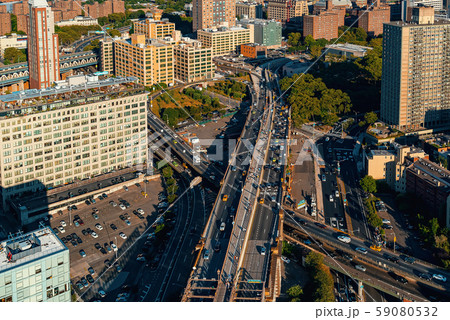 Aerial view of the Manhattan Bridge in NY 59080532
