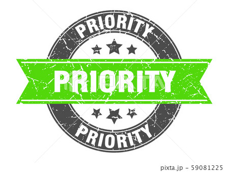 priority round stamp with green ribbon. priority priority round stamp with green ribbon. priority 59081225