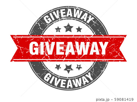 giveaway round stamp with red ribbon. giveaway 59081419
