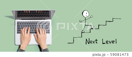 Next level concept with person using laptop computer Next level concept with person using laptop computer 59081473
