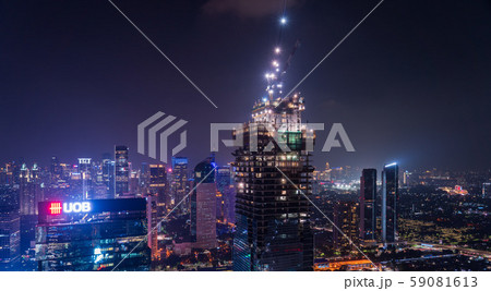 インドネシア・ジャカルタの都市風景　夕景 59081613