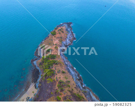 Aerial view of Promthep Cape viewpoint at sunset 59082325