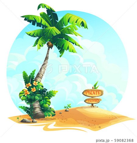 Vector background illustration palm tree with Vector background illustration palm tree with 59082368