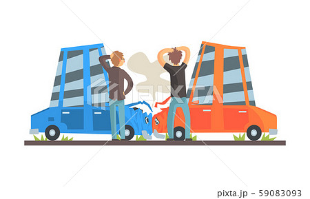 Two Cars Had An Accident Vector Illustration のイラスト素材