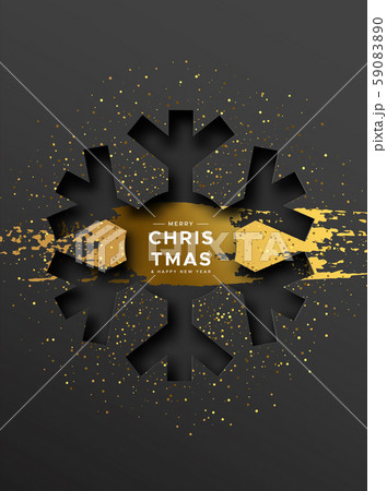 Christmas New Year card gold papercut snowflake 59083890