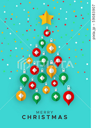 Merry Christmas card of papercut ornament tree 59083907