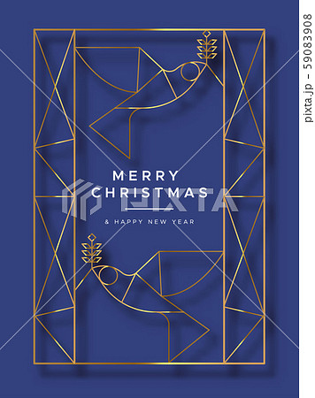 Christmas New Year gold art deco dove red card 59083908