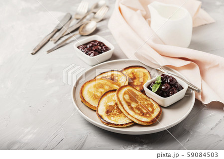 pancakes and cherry jam pancakes and cherry jam 59084503
