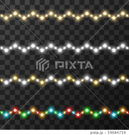 Christmas lights isolated on transparent background, vector illustration Christmas lights isolated on transparent background, vector illustration 59084759