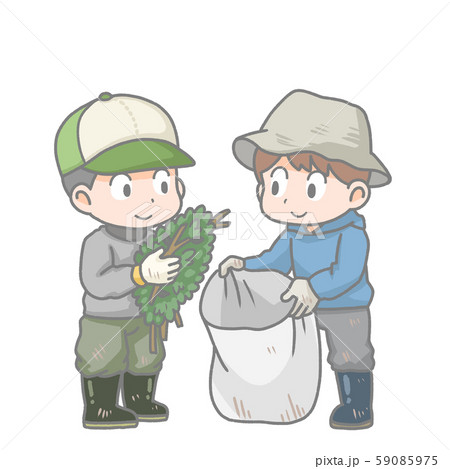 枝や葉っぱを処理する人のイラスト 枝や葉っぱを処理する人のイラスト 59085975