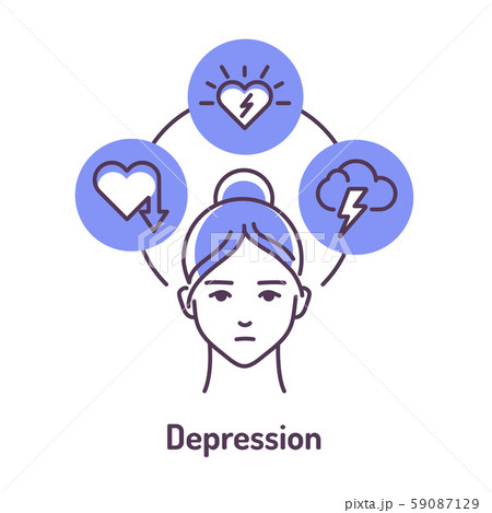 Depression color line icon on blue background. Depression color line icon on blue background. 59087129