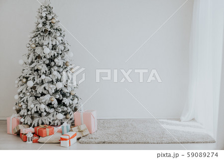 Christmas tree white background interior room new year gifts holidays 59089274