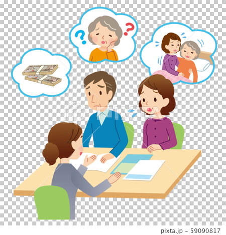 介護の相談をする夫婦 59090817
