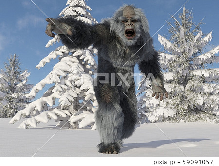 Yeti winter in the forest 3d illustration Yeti winter in the forest 3d illustration 59091057