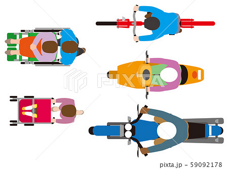 上から見た軽車輛などの乗り物 道路設計素材 ベクター素材のイラスト素材 59092178 Pixta