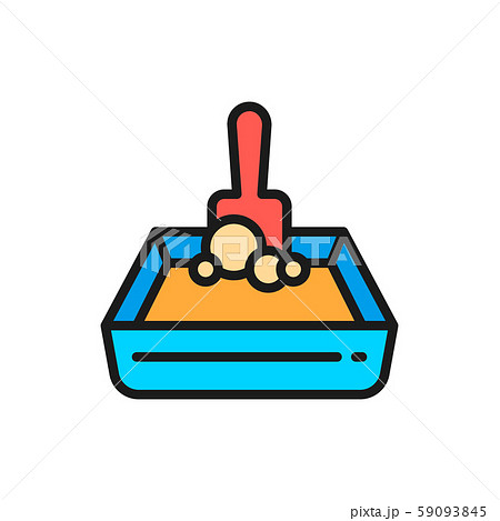 Sand Tray And Shovel Flat Color Icon のイラスト素材