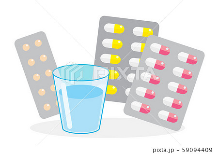 風邪やインフルエンザに治療薬 薬剤 薬のイラスト Medicine For Flu Coldのイラスト素材