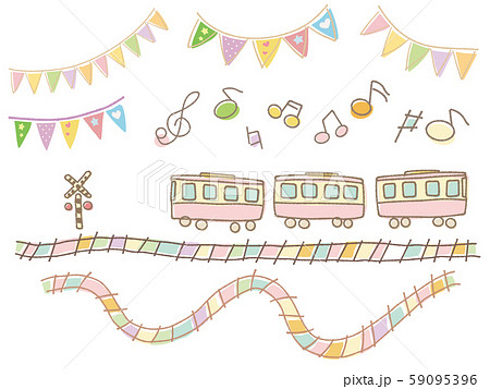 Crayon Brush Tracks And Garland Set Stock Illustration