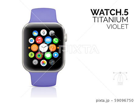 Smart watch with violet strap realistic vector illustration Smart watch with violet strap realistic vector illustration 59096750