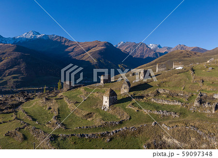 Mountain landscape and medieval architecture of 59097348