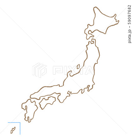 日本地図 手描き アウトライン のイラスト素材