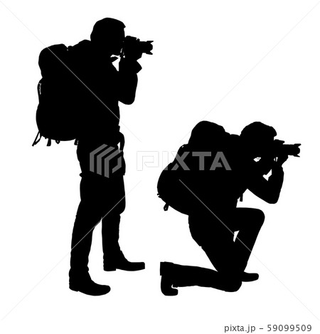 Set Of Realistic Vector Silhouettes Of Kneelingのイラスト素材