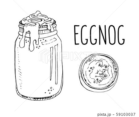 Set of hand drawn vector illustrations isolated on a white background. Eggnog. Traditional Christmas 59103037