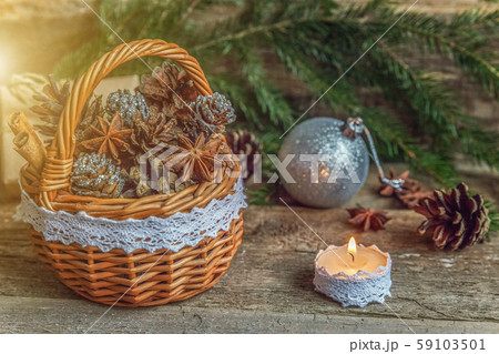 Christmas New Year composition on old shabby Christmas New Year composition on old shabby 59103501