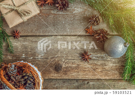 Christmas New Year composition on old shabby 59103521