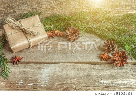 Christmas New Year composition on old shabby Christmas New Year composition on old shabby 59103533