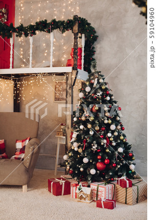 Beautiful decorated room at Christmas.New Year Beautiful decorated room at Christmas.New Year 59104960