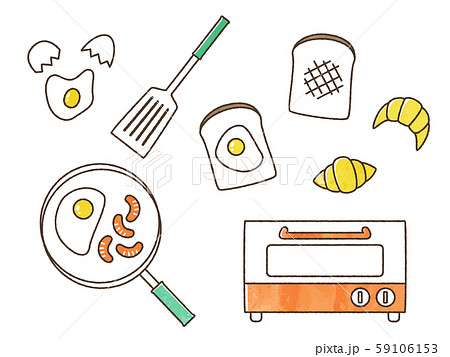 朝食をつくるのイラスト素材