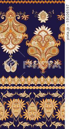 Pattern with traditional paisley. Floral vector 59106597