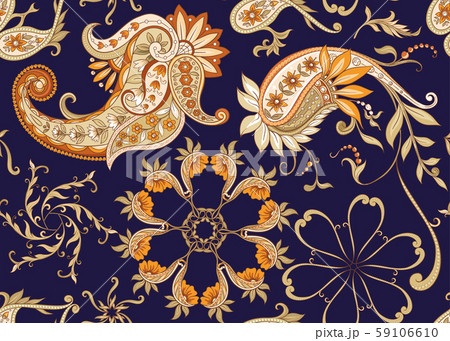 Pattern with traditional paisley. Floral vector 59106610