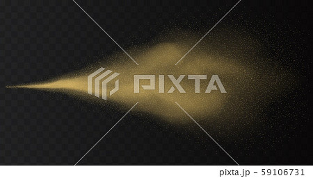 Gold spray paint with glitter particles isolated on transparent background. 59106731