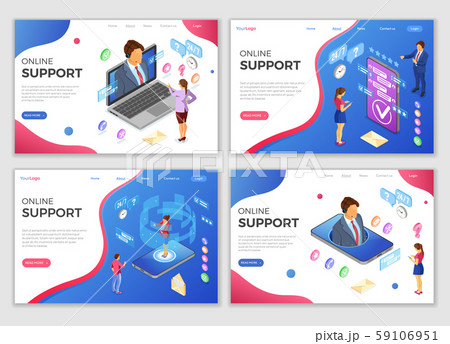 Isometric Online Customer Support Templates 59106951