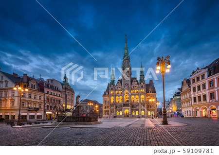 Liberec, Czechia. View of main square with Town Liberec, Czechia. View of main square with Town 59109781