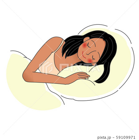 眠る若い女性のイラスト 睡眠のイラスト素材