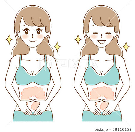 女性 腸内環境 ダイエット 便秘 快便 イラストのイラスト素材