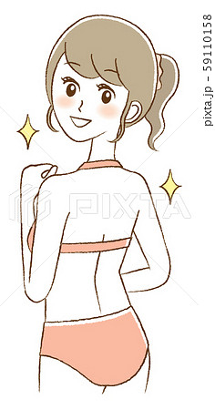 女性 美容 ボディケア 背中 脱毛 綺麗 イラストのイラスト素材