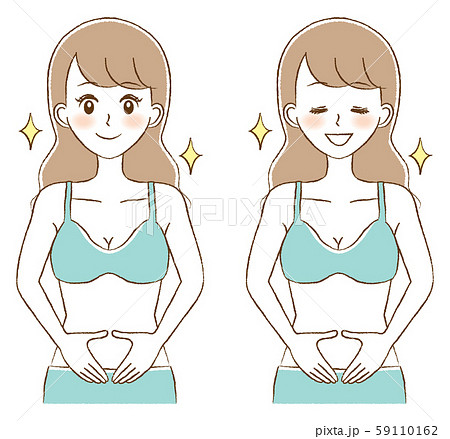 女性　腸内環境　ダイエット　便秘　快便　イラスト 59110162