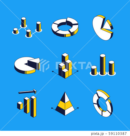 Charts and diagrams - vector isometric icons set Charts and diagrams - vector isometric icons set 59110387