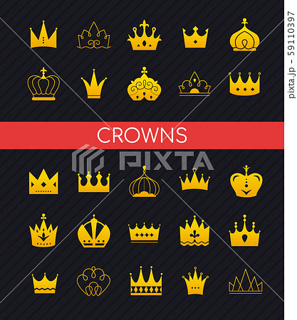 Crowns collection - set of colorful vector icons 59110397